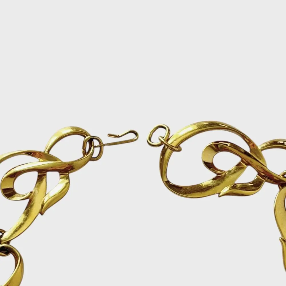 VTG Avon Linked Swirl Necklace Chunky Gold Tone Abstract Statement Chic Jewelry